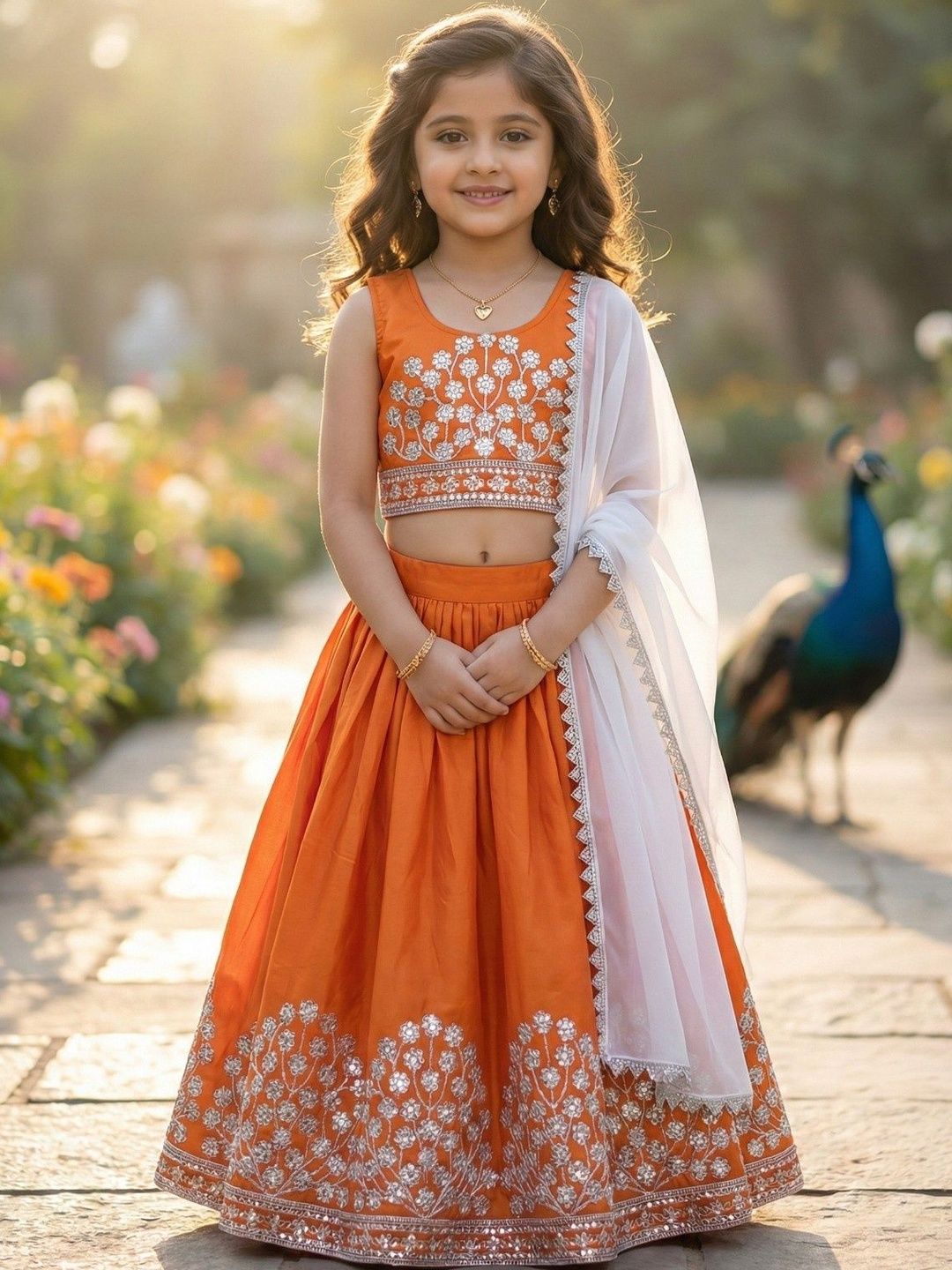 KALINI Girls Embellished Sequinned Ready to Wear Lehenga & Blouse With Dupatta