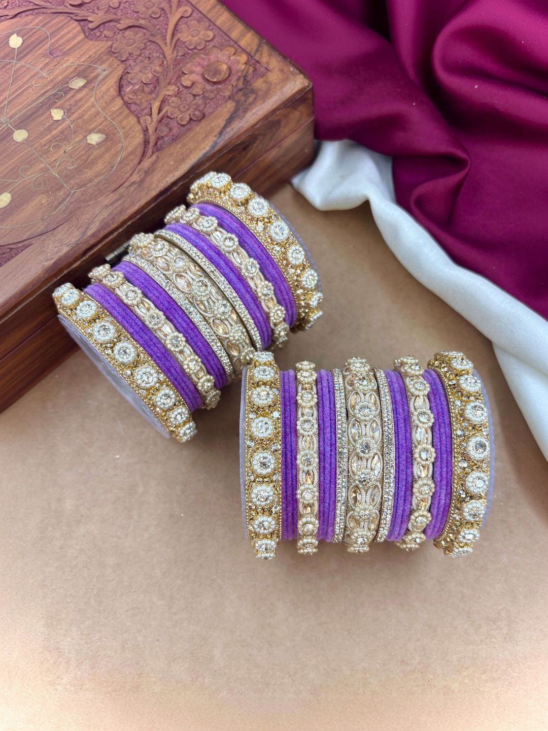 Wedding Chuda by Hitesh Bangles Set of 40 Stones Studded Bangle-image-10