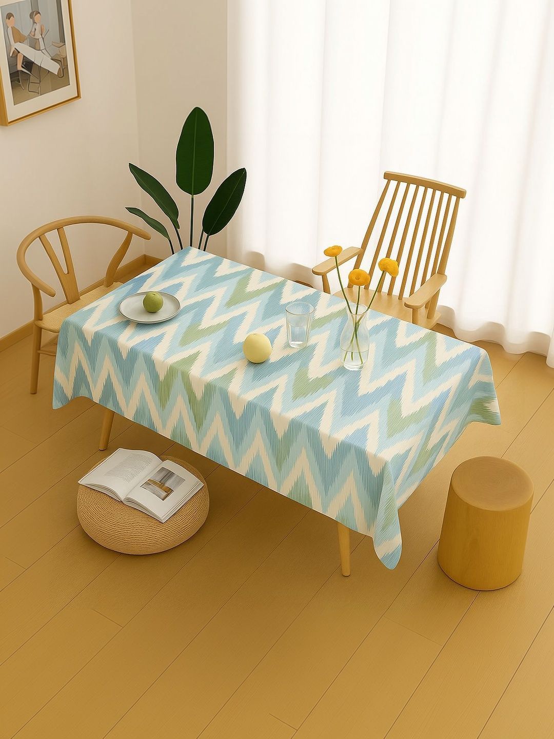 THROWPILLOW Sea Green Anti-Slip 8-Seater Table Cover with Embellished details-picture-22