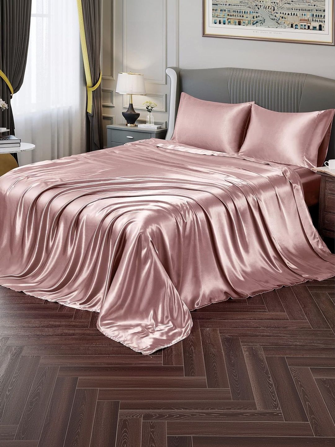 elanorhomes Rose 300 TC King Bedsheet with 2 Pillow Covers-image-16