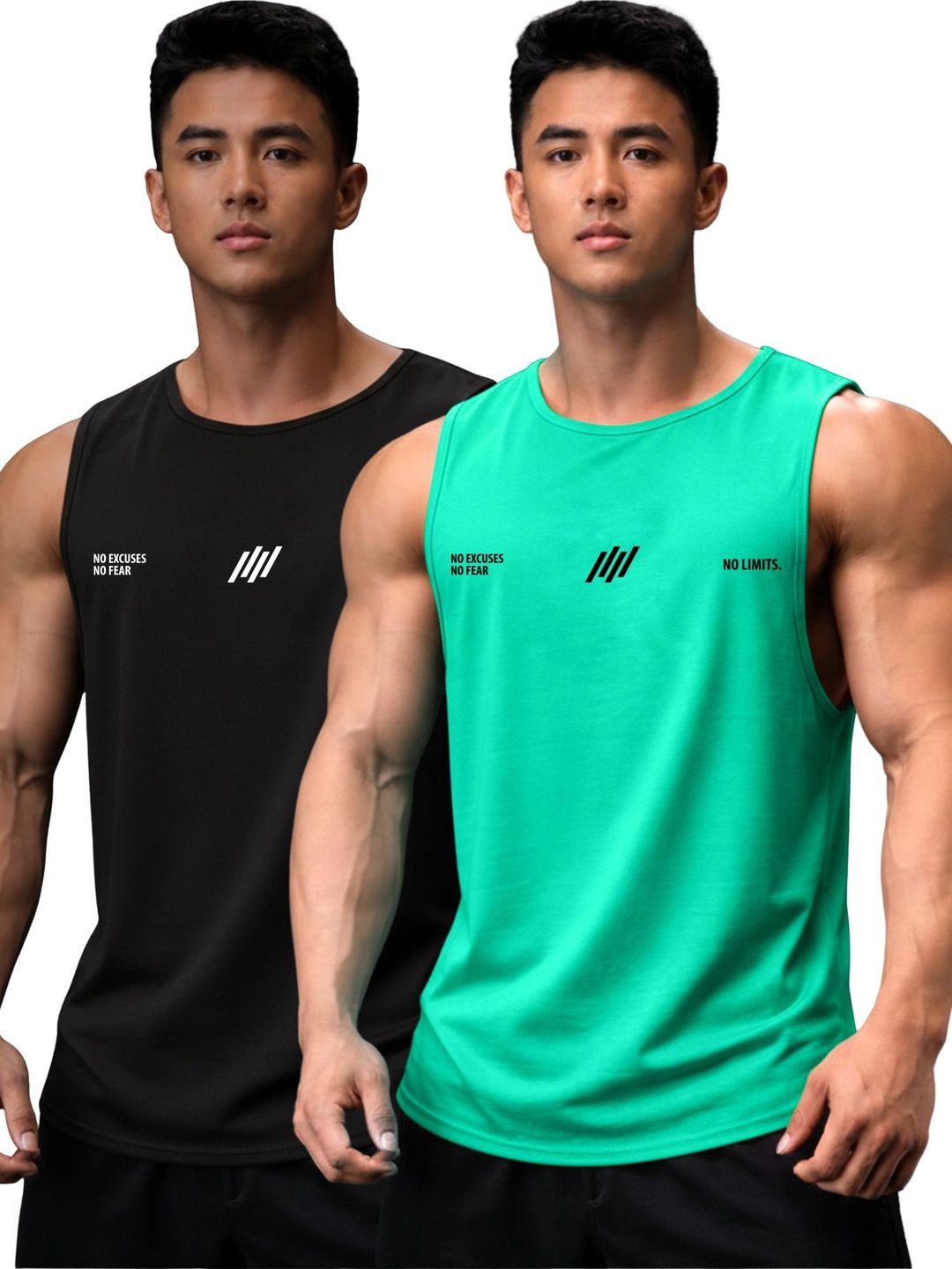 JUMPCUTS Pack of 2 Printed Gym Vest-picture-56