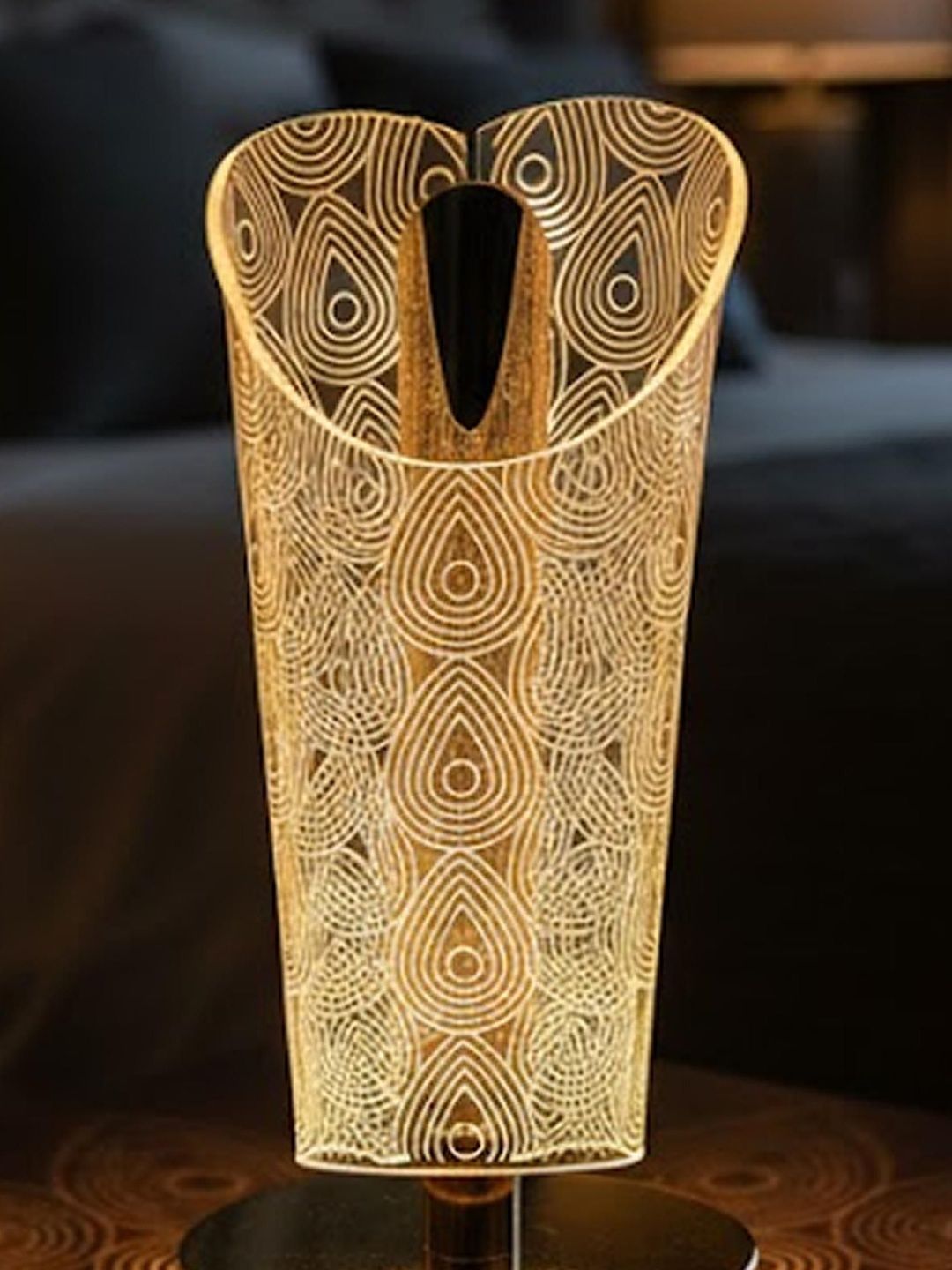 MPROW Gold-Toned Acrylic Contemporary Abstract Shaped Table Lamp-picture-51