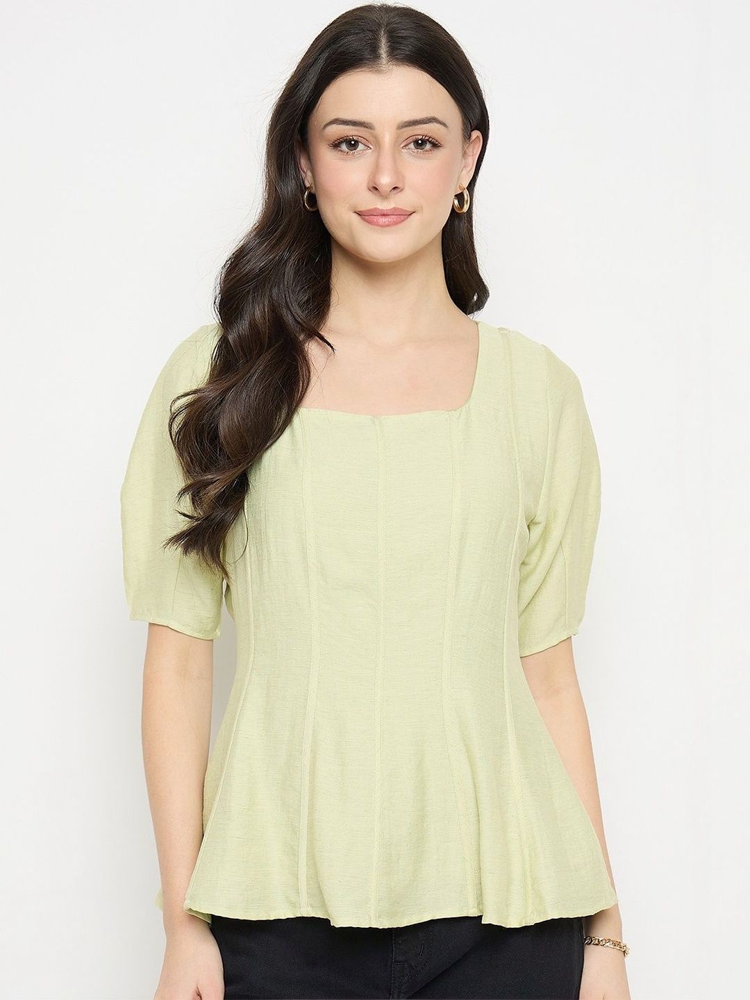 Madame Puff Sleeve Peplum Top-picture-42