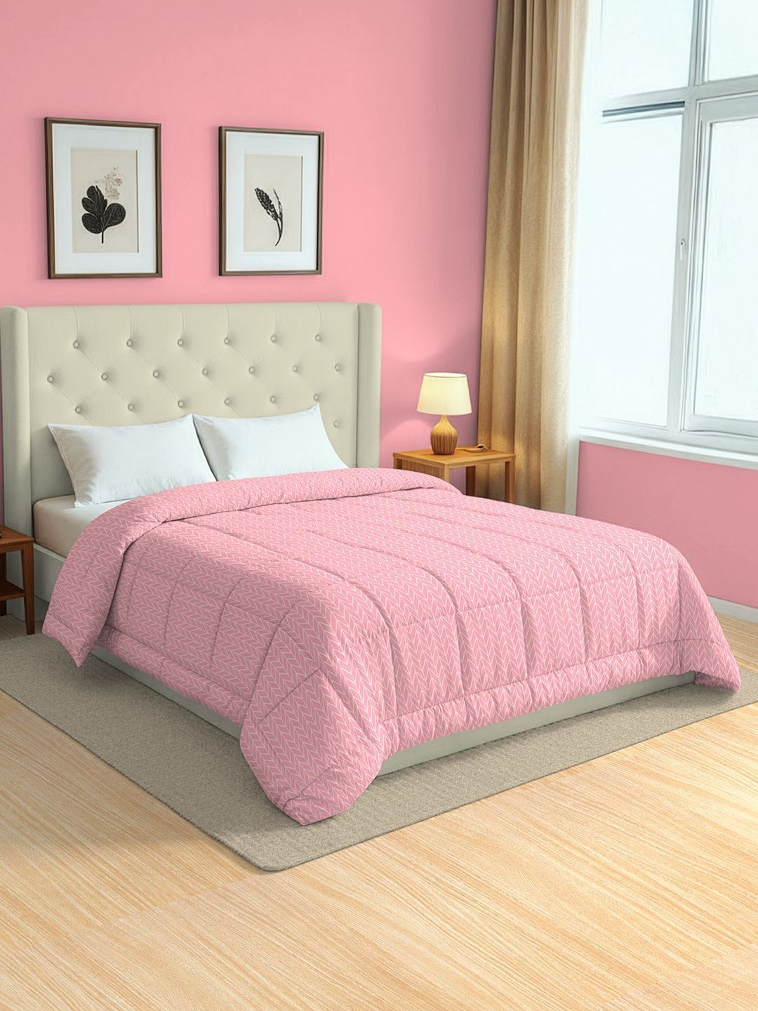 SWAYAM Pink & Pink Geometric AC Room 150 GSM Comforter-picture-46