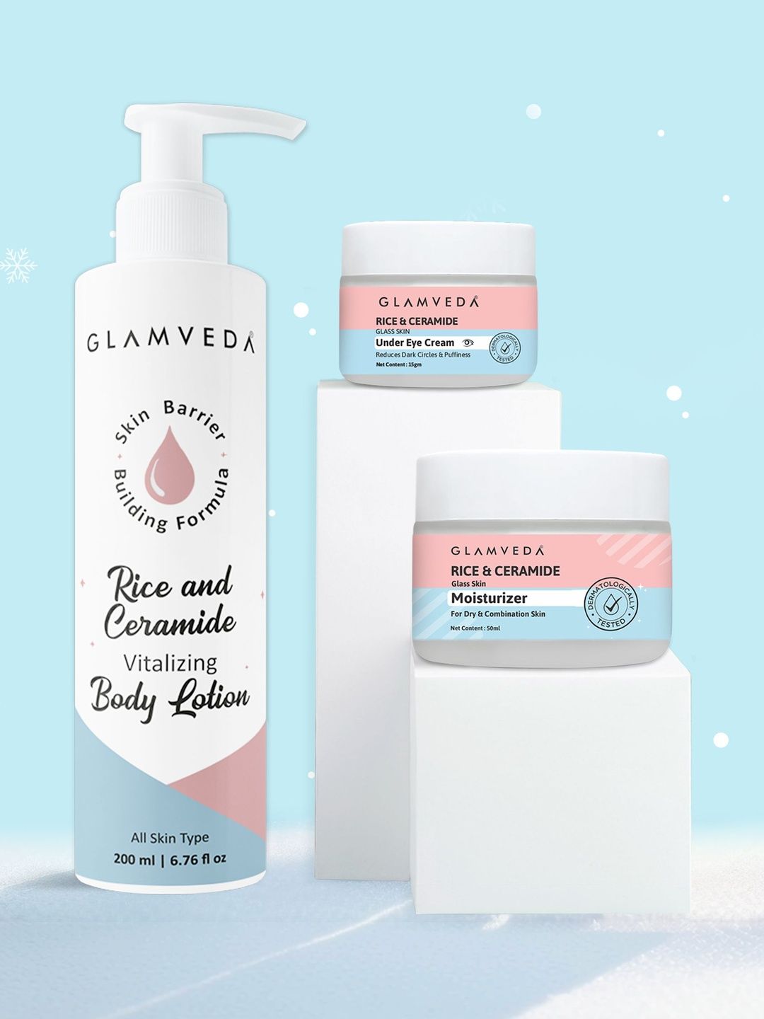 GLAMVEDA Set Of 3 Korean Rice & Ceramide lotion -200 ml, Eye Cream-15 g & Moisturizer50ml-picture-21
