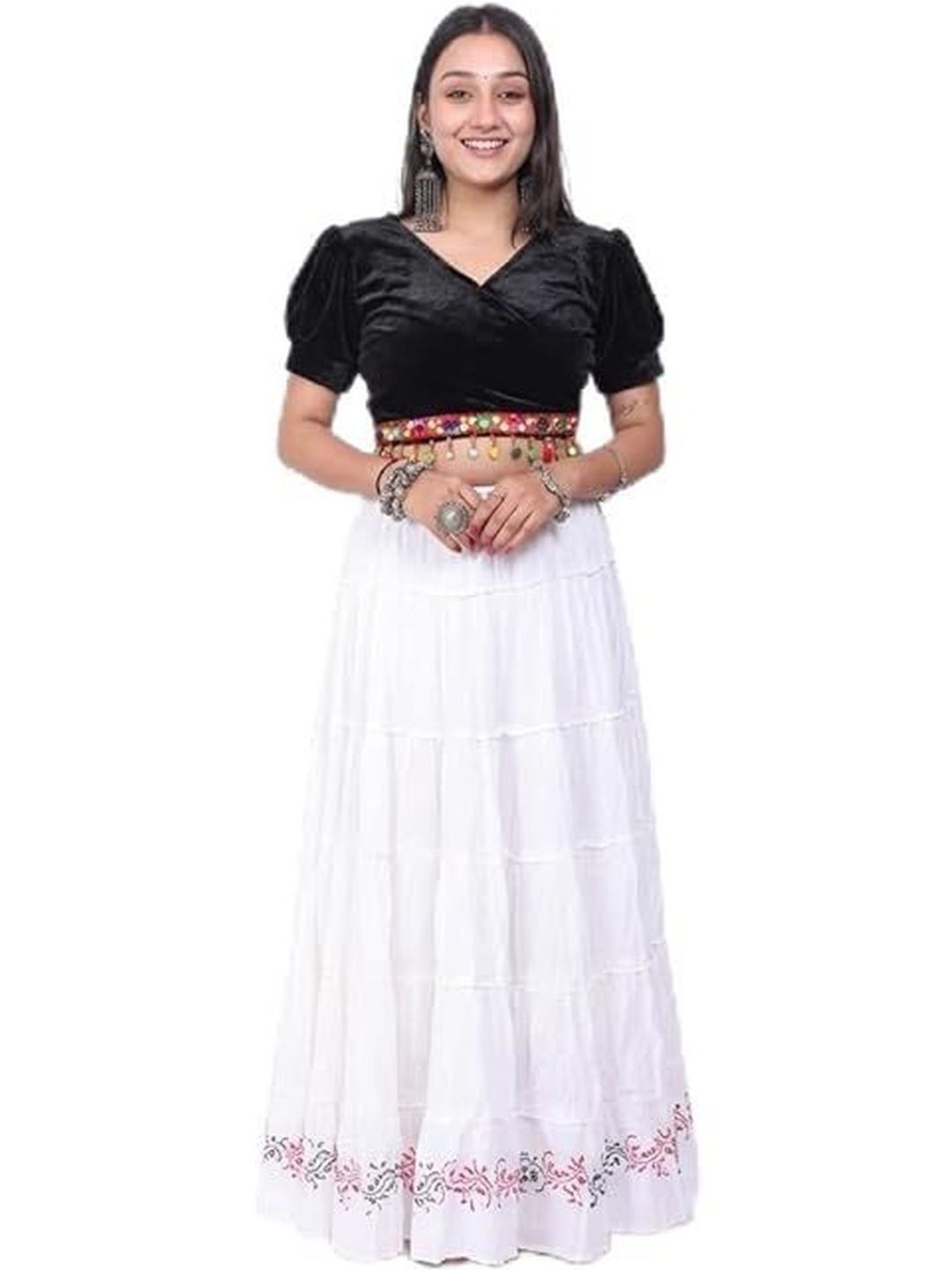 Fabrika16 Women Pure Cotton Blend Self Design Maxi Flared Skirt-picture-33