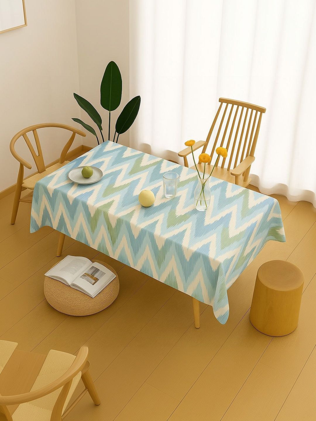 THROWPILLOW Sea Green Anti-Slip 8-Seater Table Cover with Embellished details-picture-30