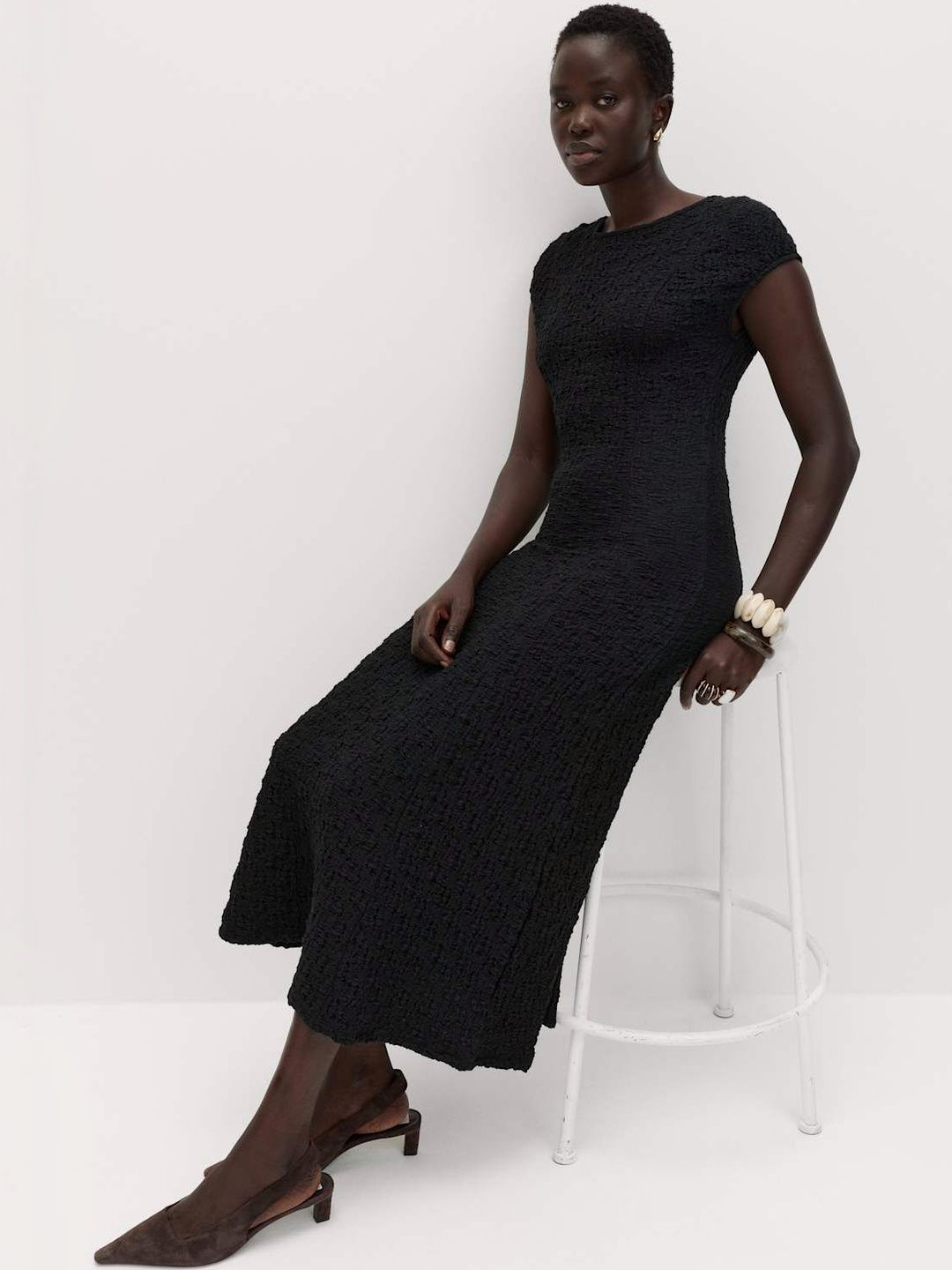 Marks & Spencer Cotton Rich Textured Midi Skater Dress-picture-25