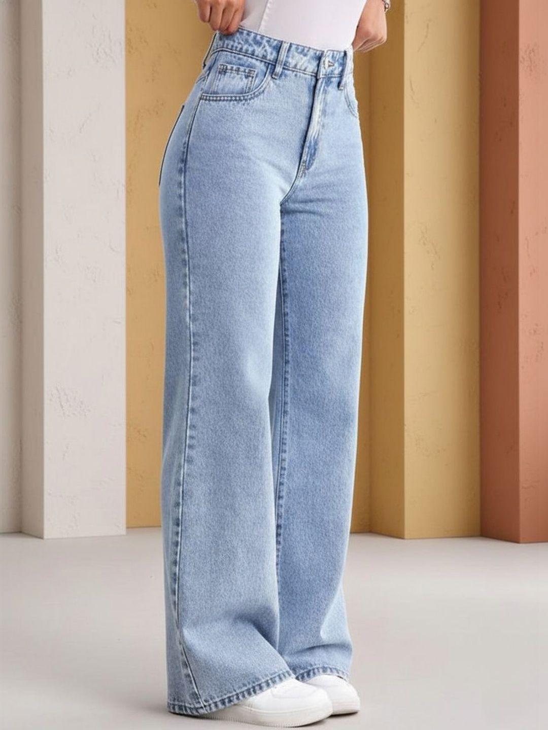 Mast & Harbour Women Wide Leg High-Rise Stretchable Jeans-picture-19