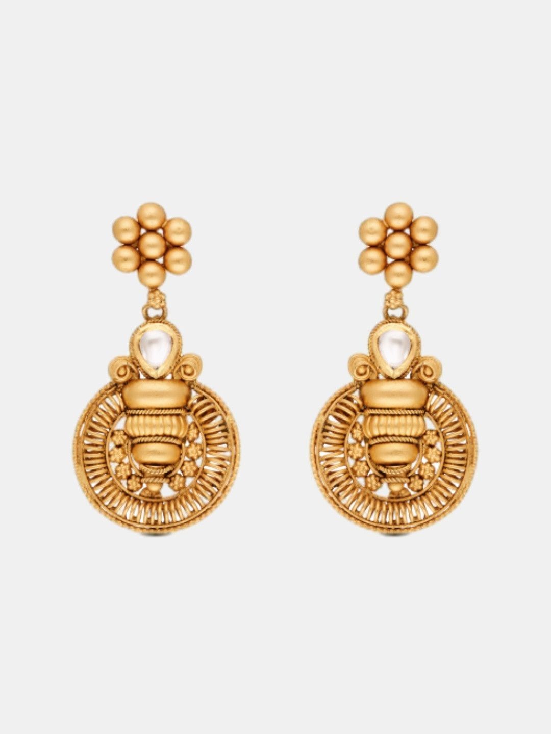 C KRISHNIAH CHETTY JEWELLERS PVT LTD 22KT Gold Floral Motif Drop Earrings - 9.31 g-picture-36