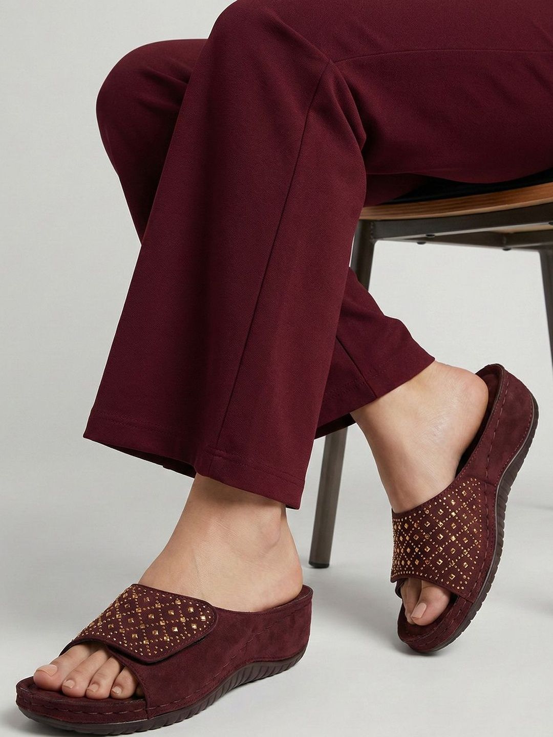 Denill Embellished Suede Wedge Sandals-picture-26
