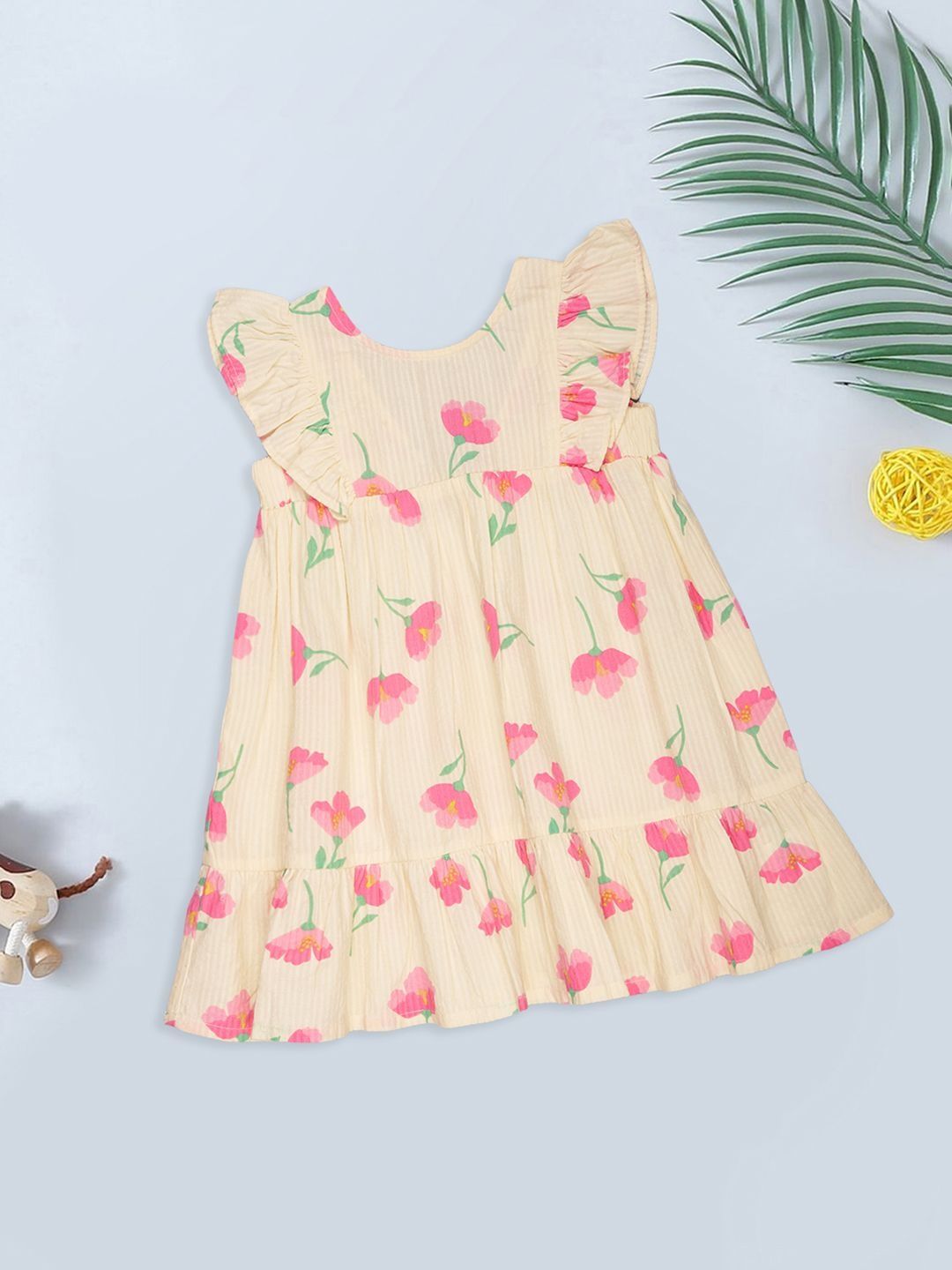 Pantaloons Baby Floral Flutter Sleeve A-Line Dress-image-20