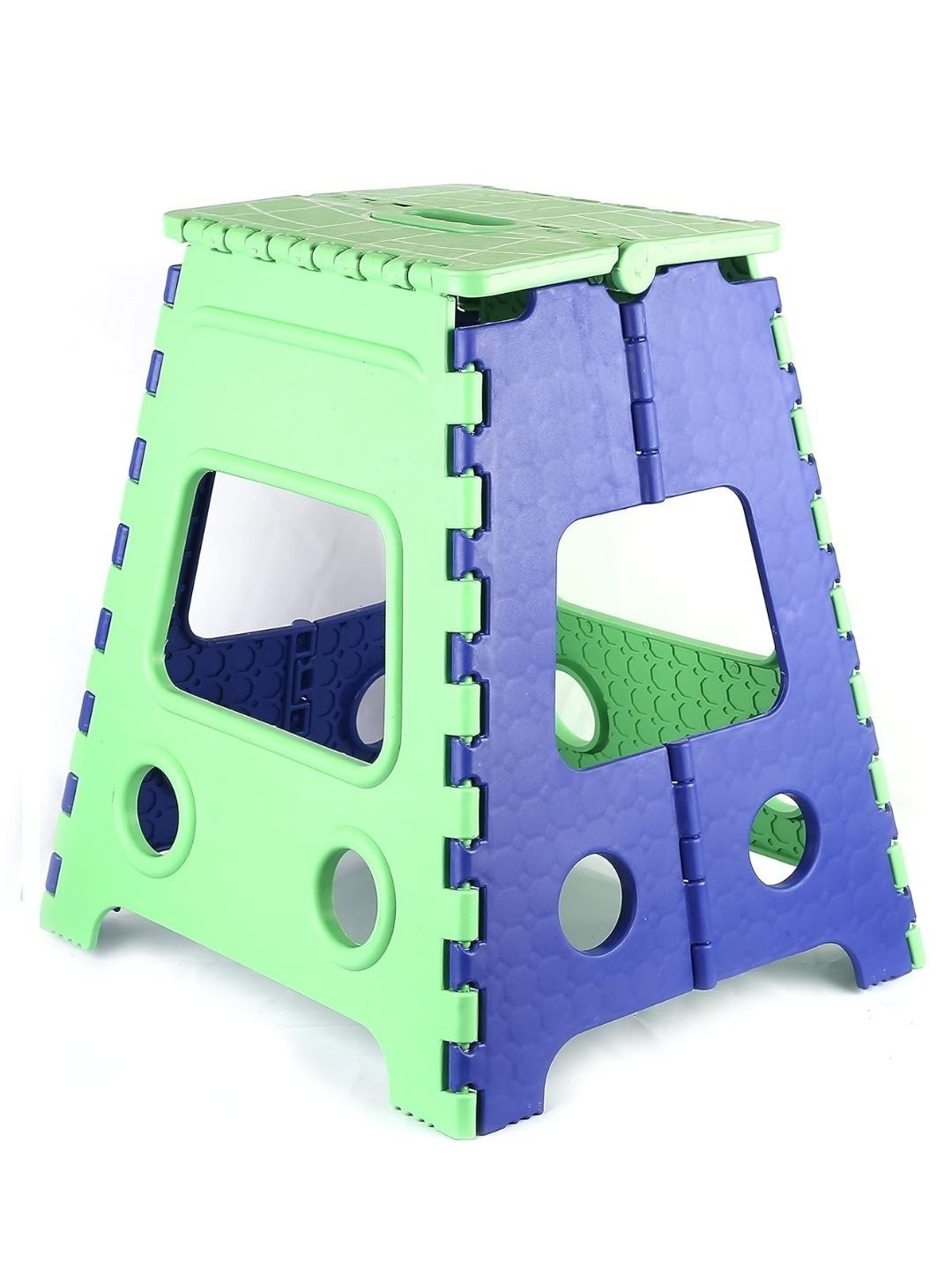 LACOPINE Green & Blue Colour-Blocked Foldable Step Stool-image-6