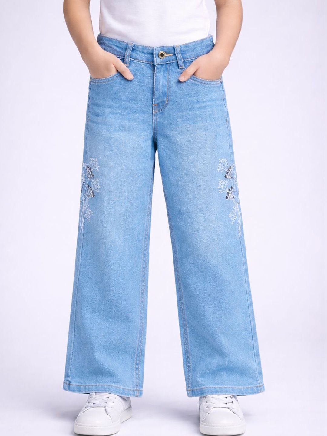 Purple United Kids Girls Jean Wide Leg Mid-Rise Stretchable Jeans-picture-21