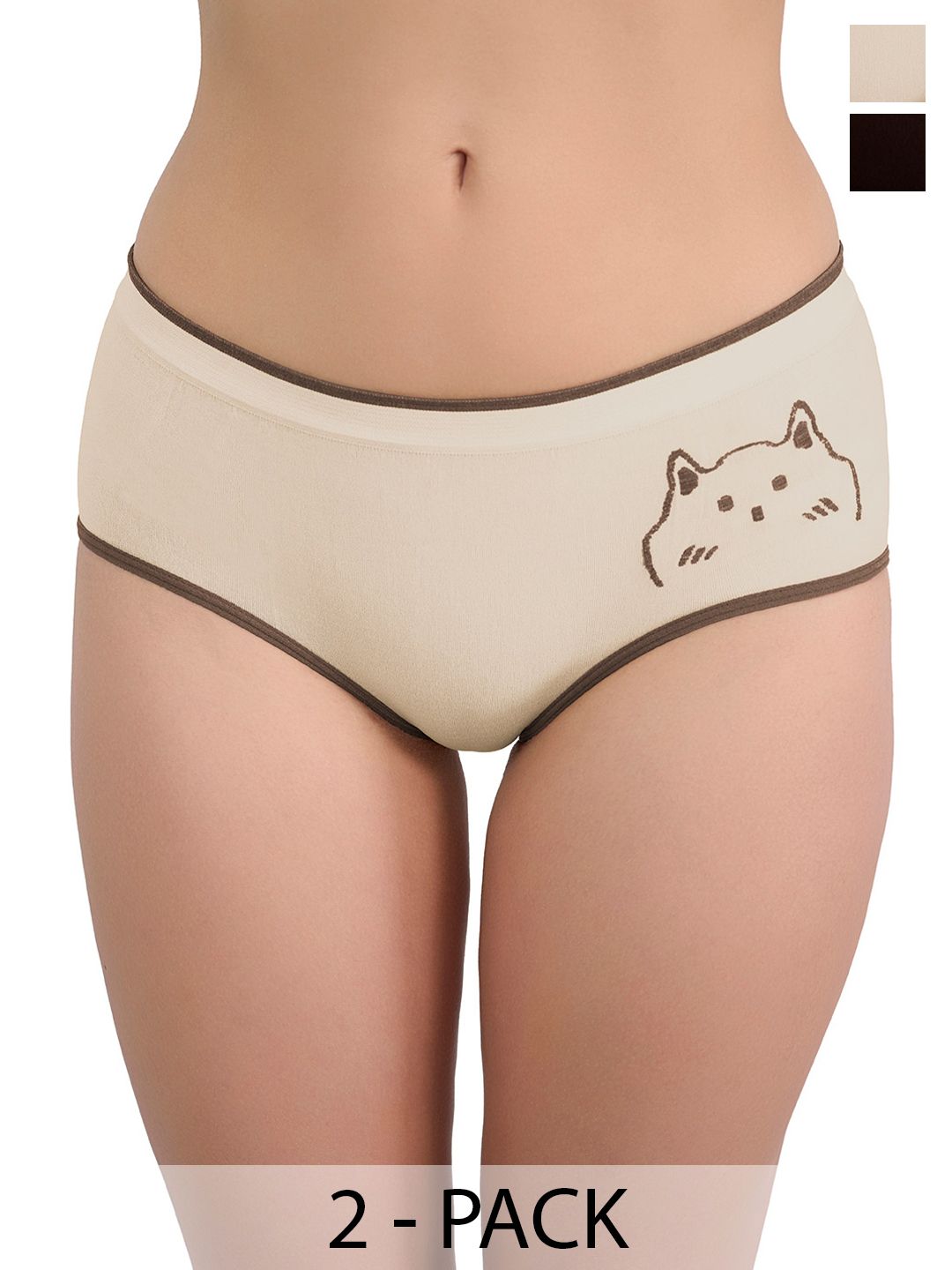 Moda Rapido Women Pack of 2 Printed Hipster Briefs-picture-57