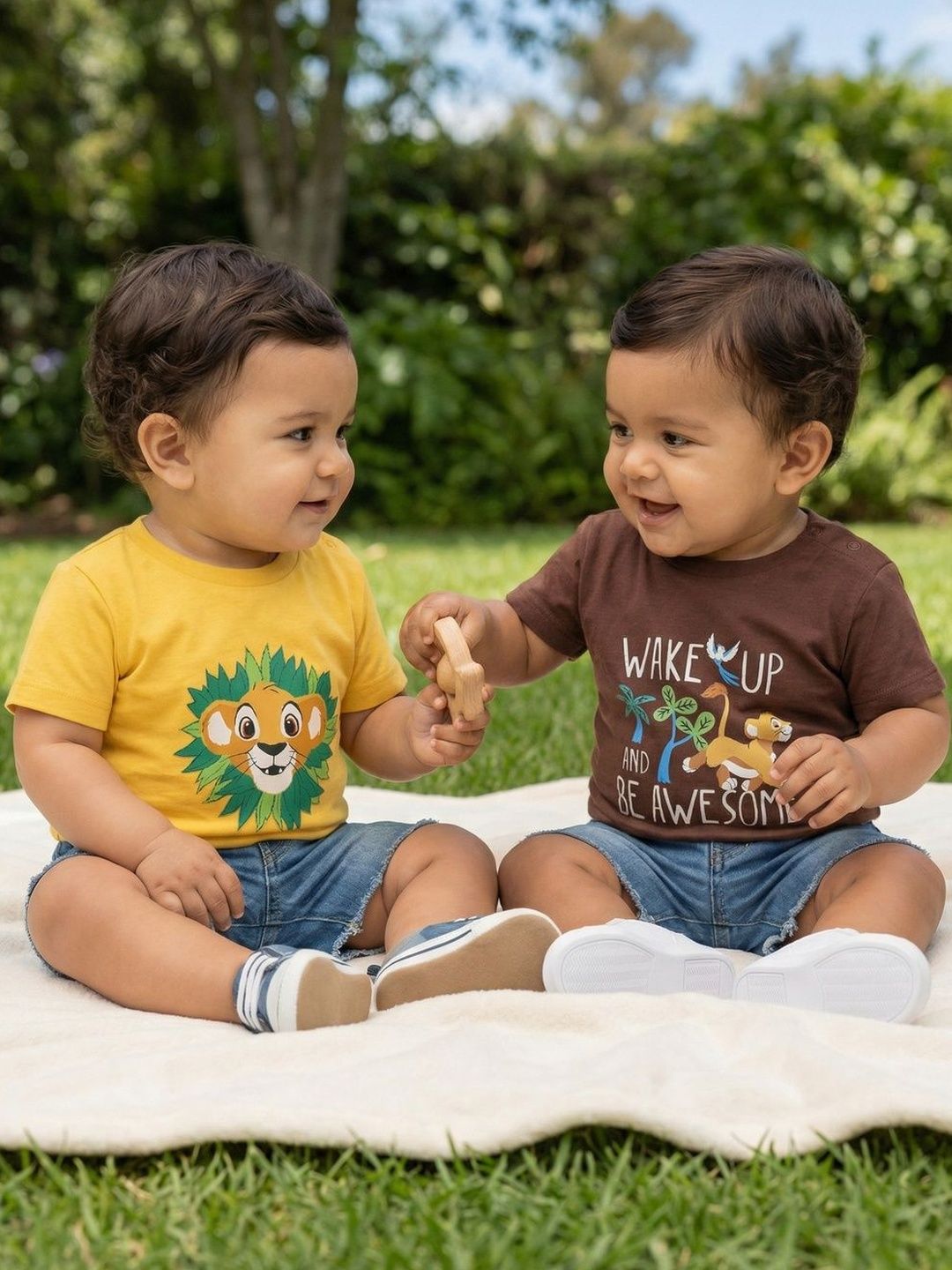 Nauti Nati Boys Pack Of 2 Lion King Printed Pure Cotton T-shirts