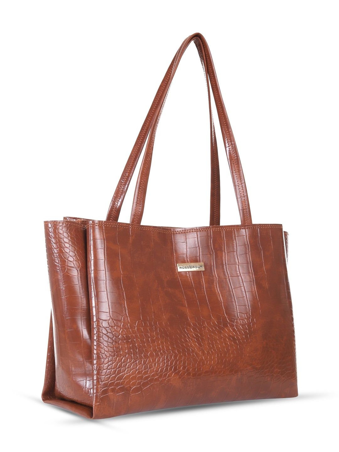 ROSS BROWN Textured PU Oversized Structured Tote Bag-image-37
