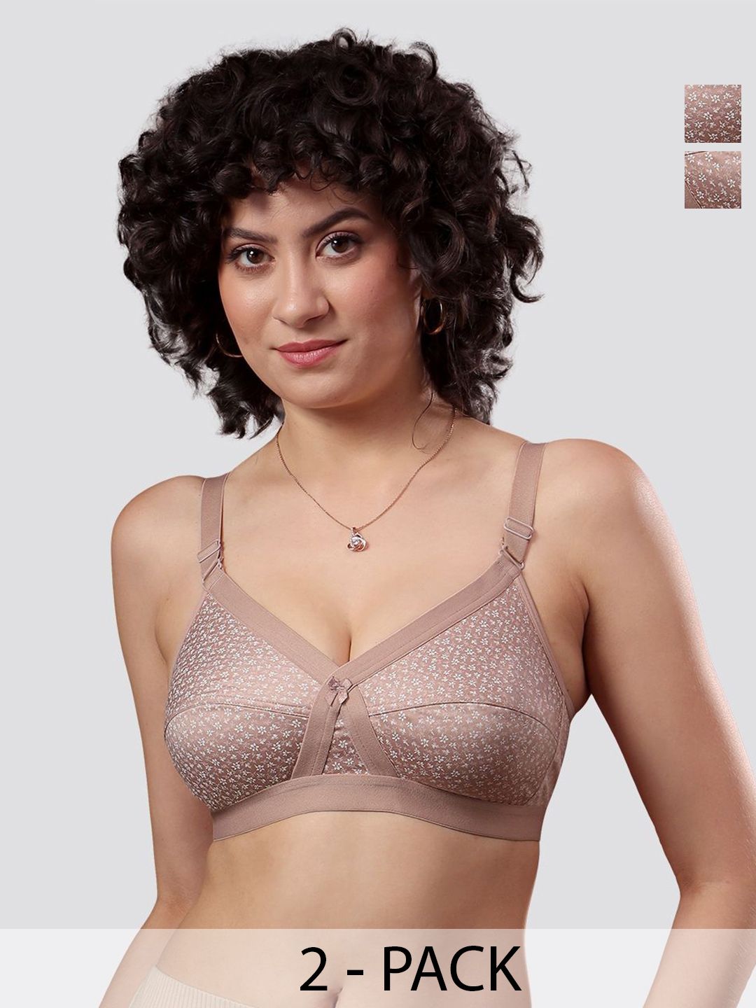 Kalyani Pack of 2 Maxine Cross Over Front Full Coverage Cotton Minimizer Bra-picture-19