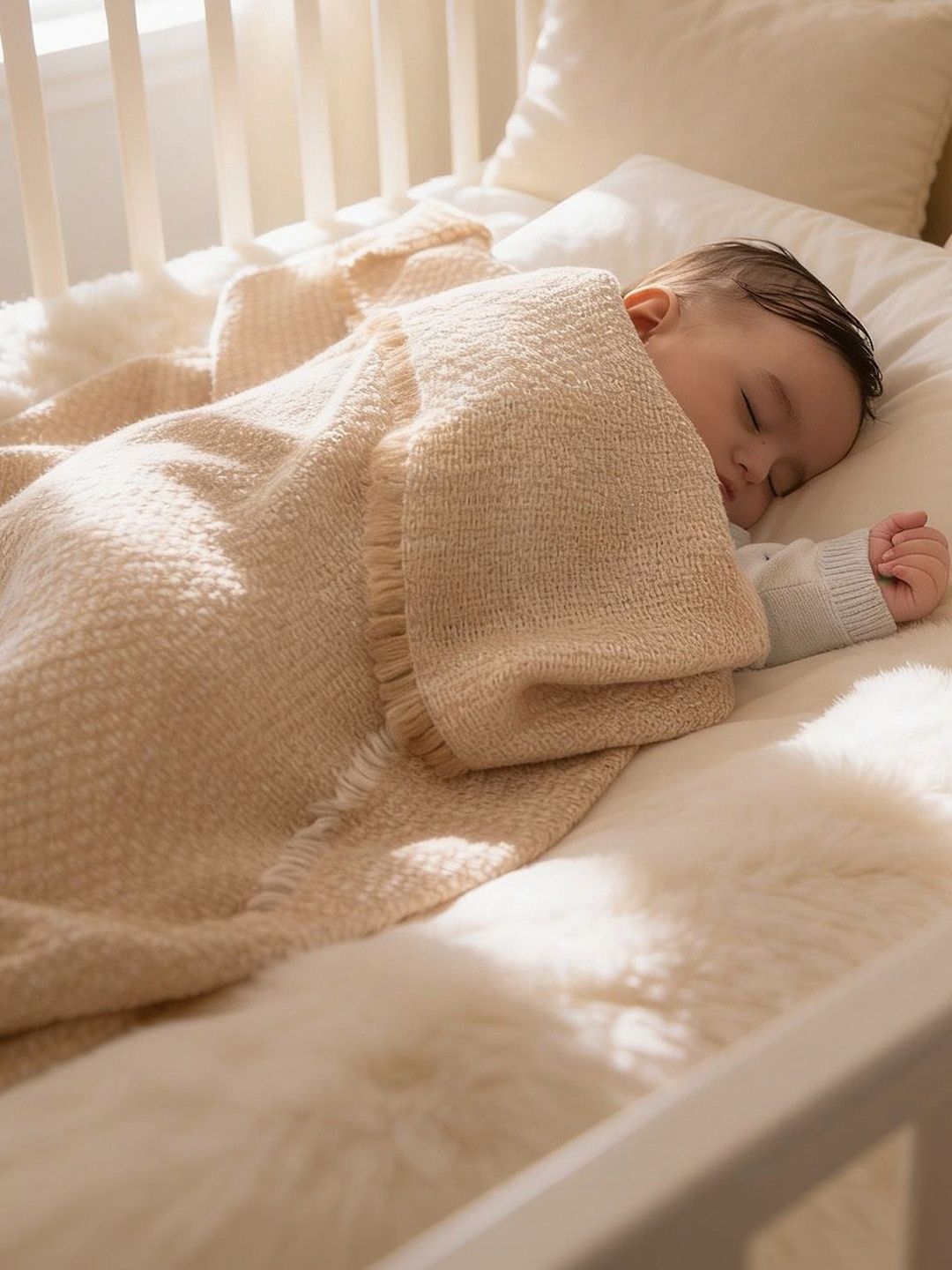 THE BABY TRUNK Off White & Beige Woollen Core-image-9