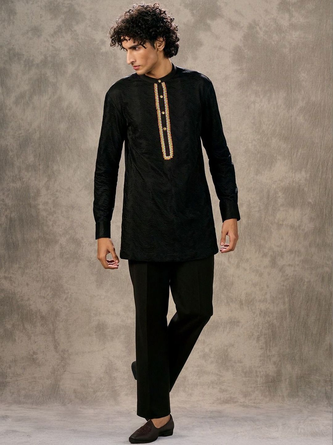 Twamev Men Embroidered Regular Beads and Stones Kurta and Trousers with Jacket-picture-11