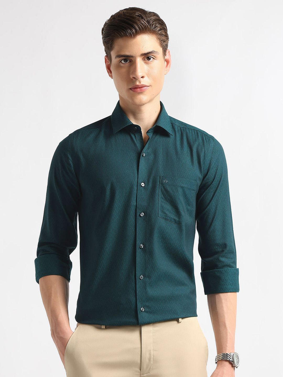 Arrow Slim Fit Striped Pure Cotton Formal Shirt-picture-39