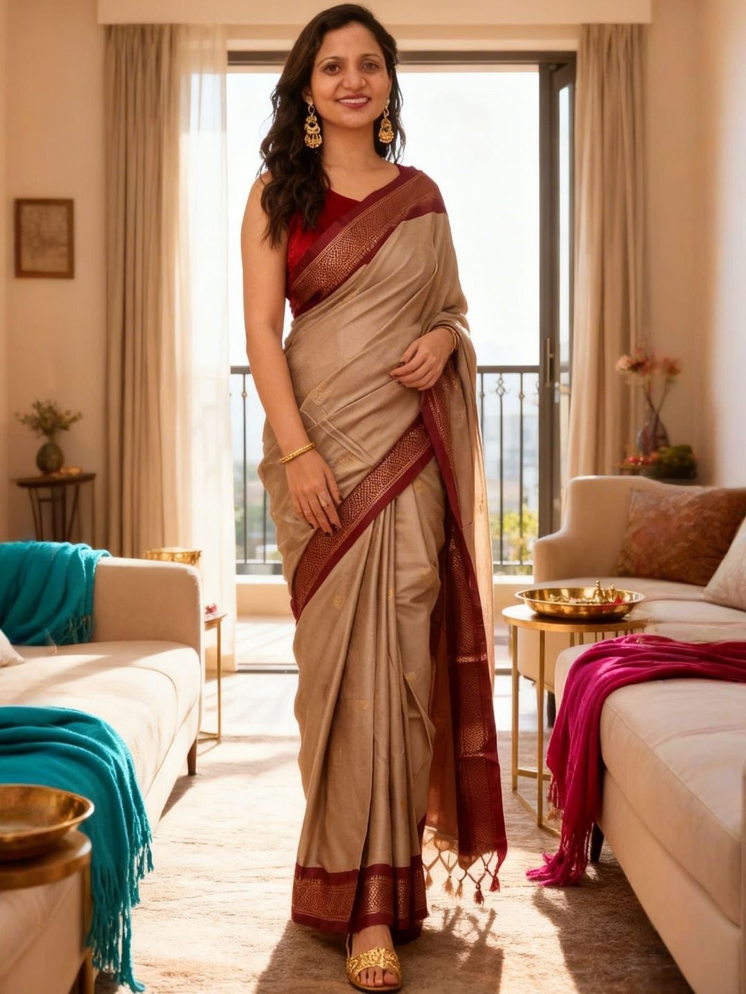 HERE&NOW Woven Design Art Silk Kanjeevaram Saree-picture-42