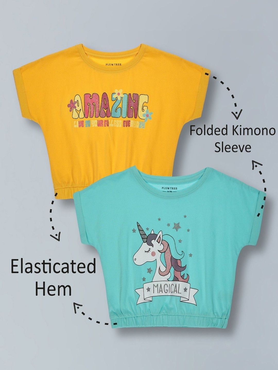 PLUM TREE Girls Blue Cotton Tops-image-7