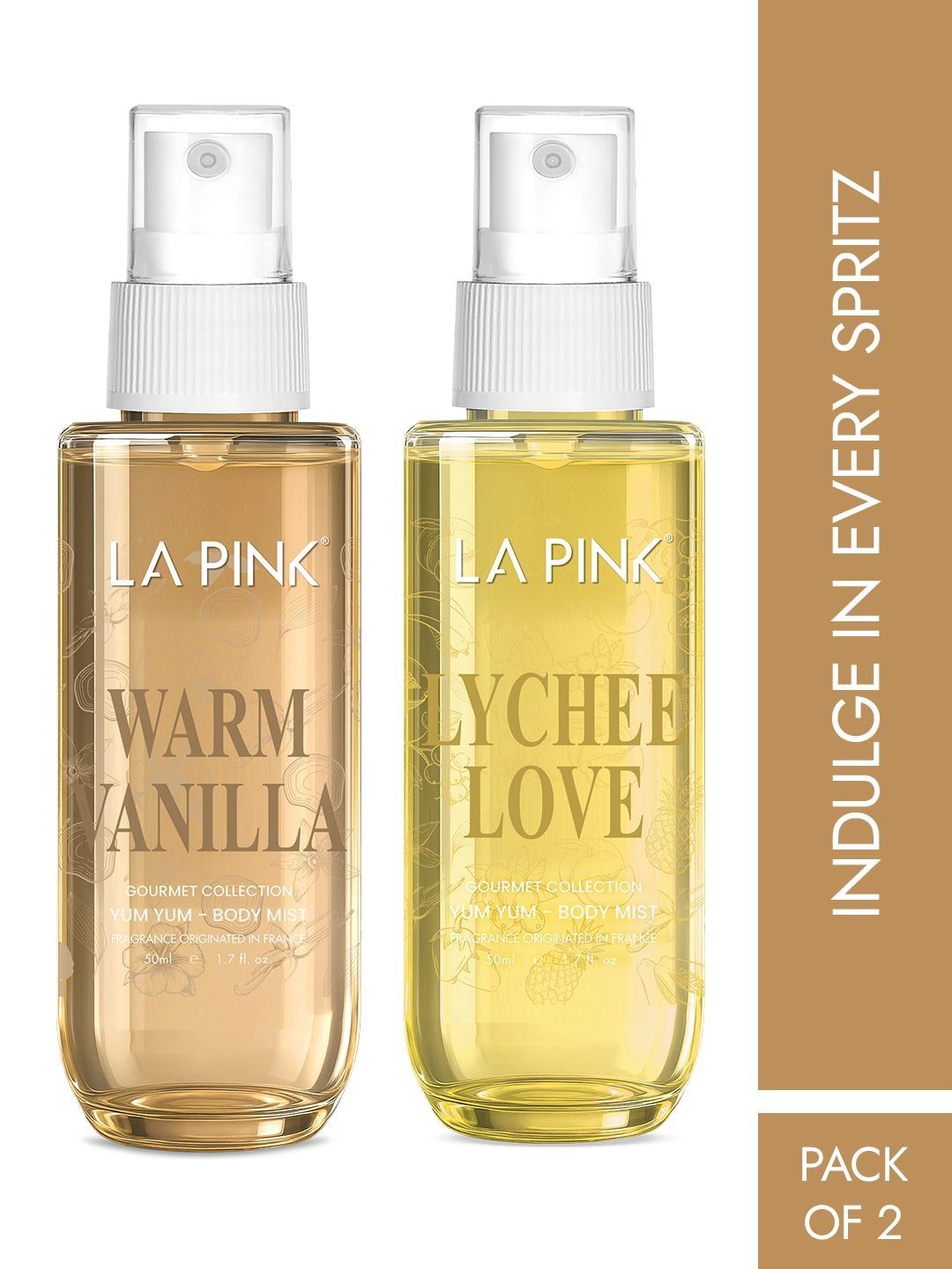 La Pink Set Of 2 Warm Vanilla & Lychee Love Long Lasting Perfume Body Mist - 50 ml Each-picture-30