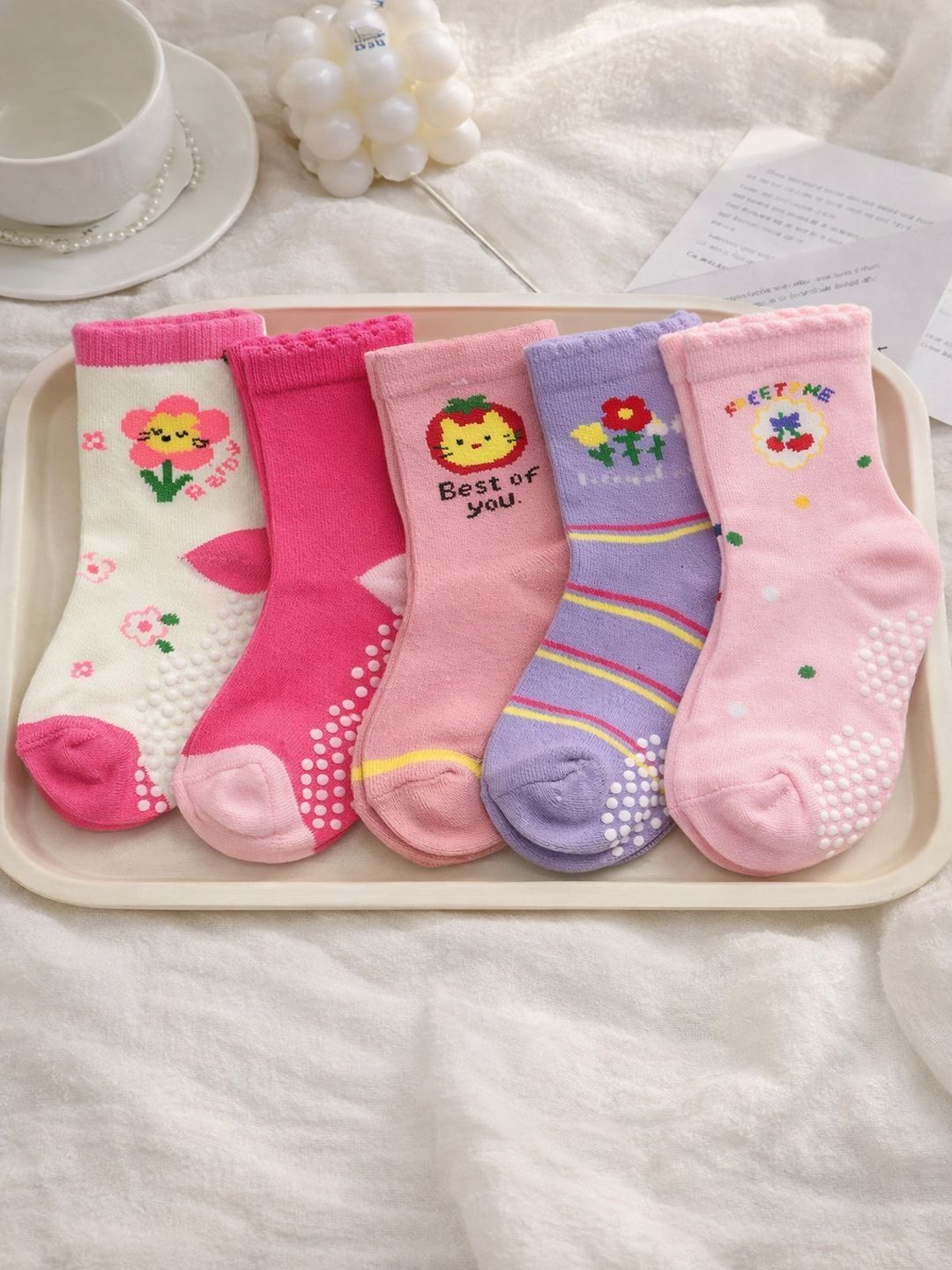 CORTICA Unisex Kids Pack of 5 Cotton Blend Assorted Patterned Above Ankle Socks-picture-25
