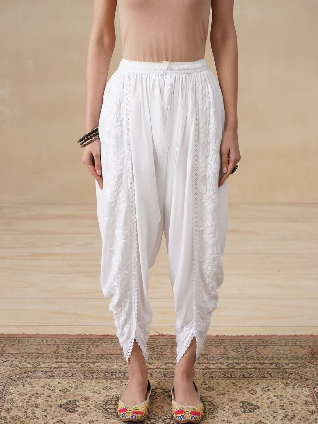 House of Chikankari Women Embroidered Chikankari Straight Fit Viscose Rayon Blend Salwar