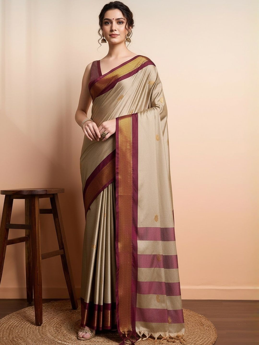 HERE&NOW Woven Design Zari Art Silk Kanjeevaram Saree-picture-29