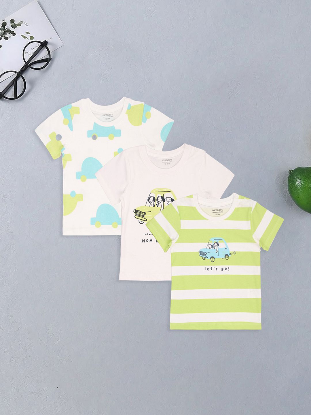 Pantaloons Baby Boys Pack of 3 Printed T-shirt