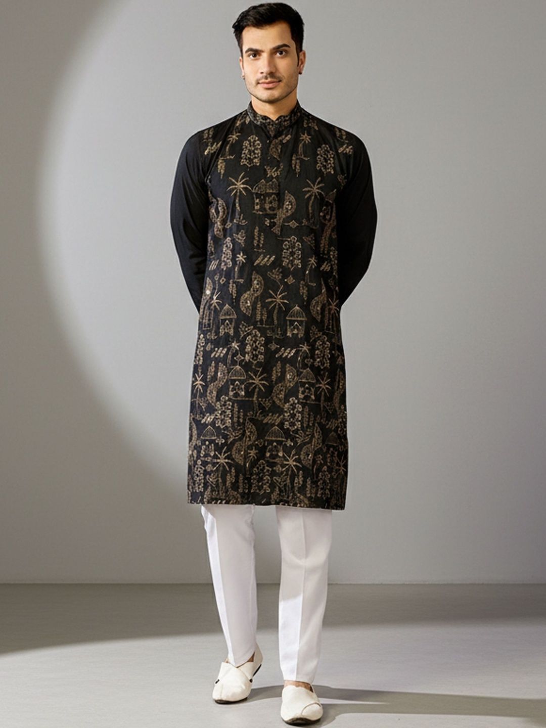 RANGRAAG Men Ethnic Motifs Embroidered Regular Thread Work Kurta with Pyjamas-picture-39