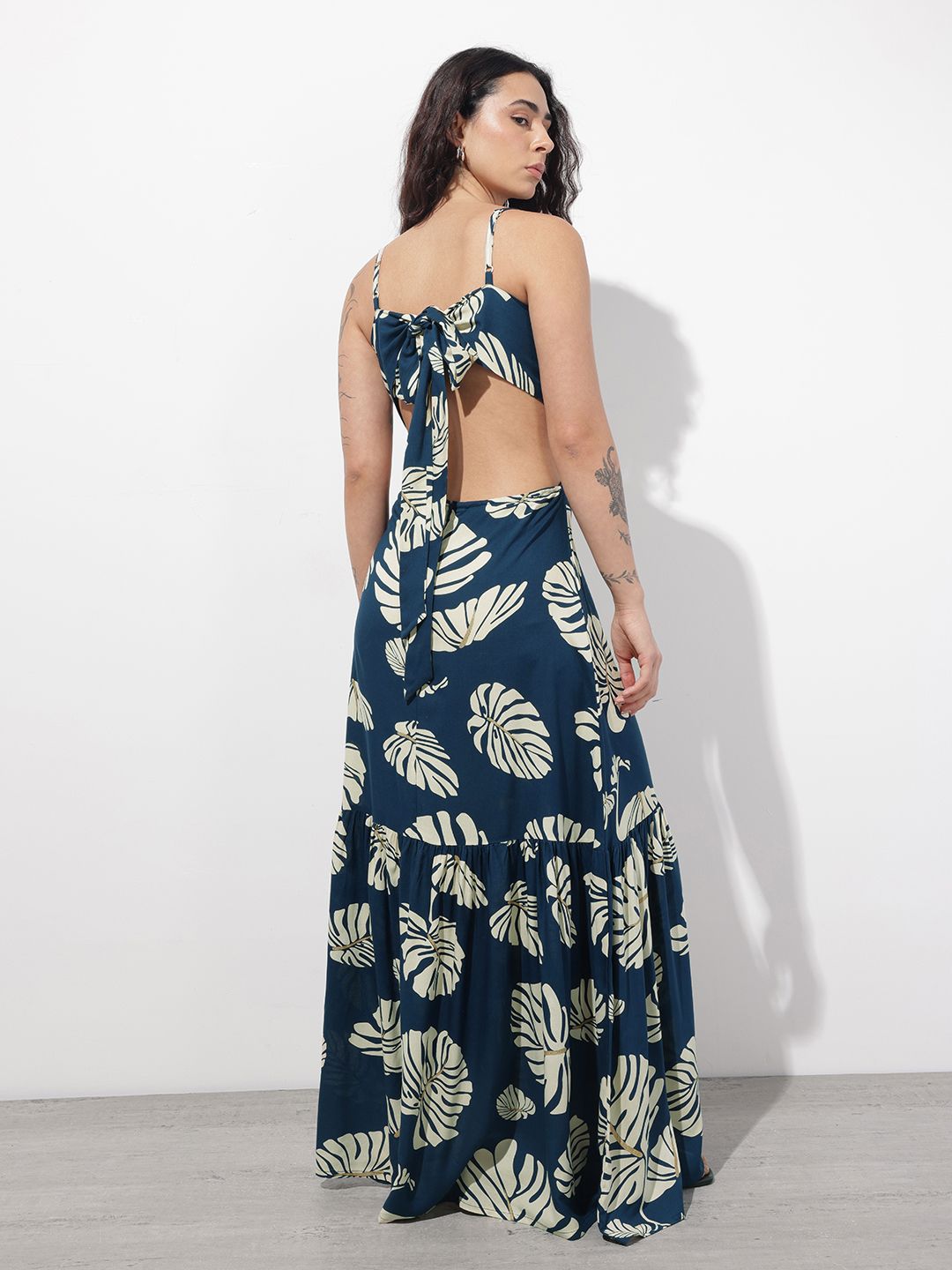 The Life Co. Tropical Printed Shoulder Straps Cut-Out Detail Maxi Dress view 1