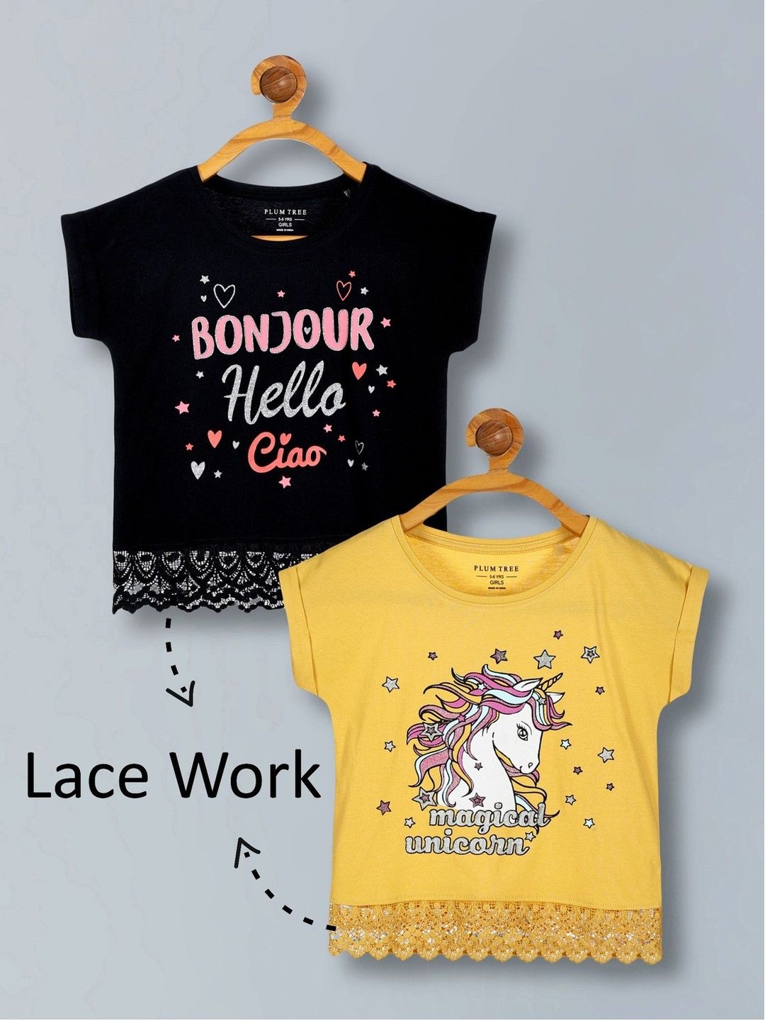 PLUM TREE Girls Pack of 2 Premium Cotton Lace Border Crop Top-picture-40