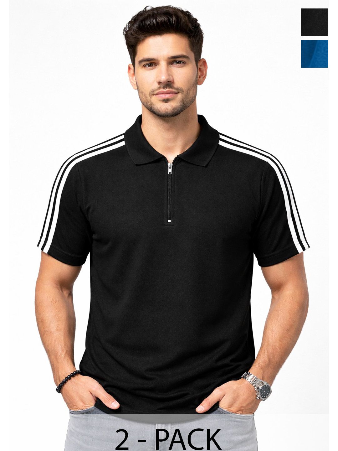 organic chics Men's Striped Polo Collar Regular Fit T-shirt-picture-39