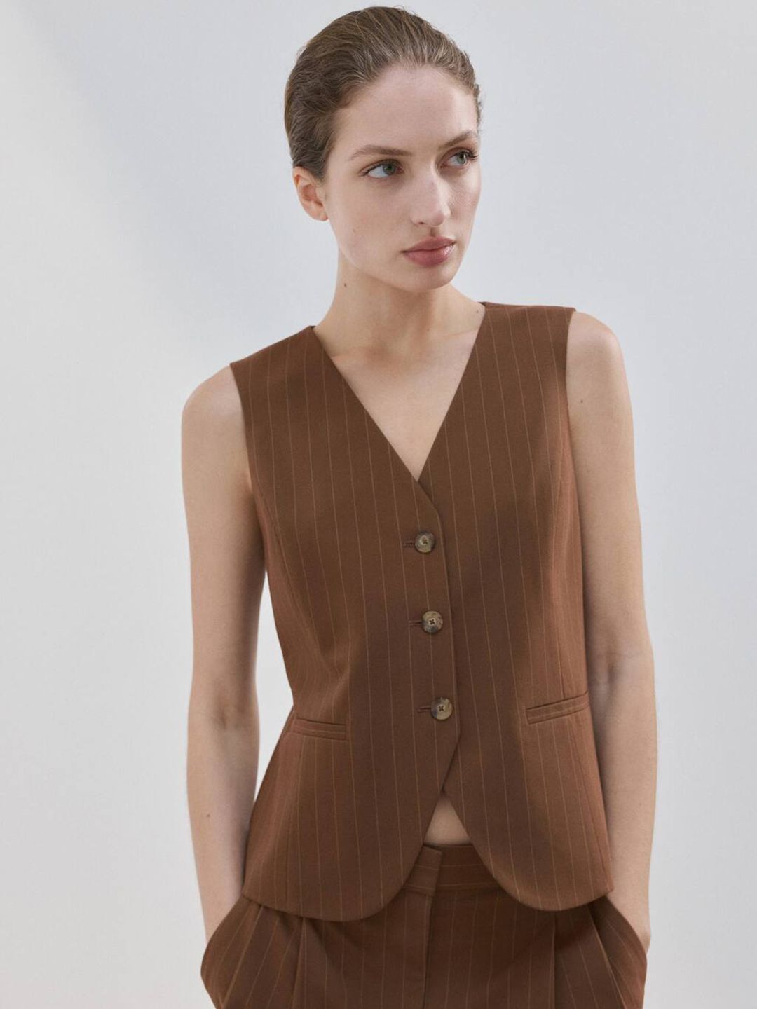 MANGO Striped V-Neck Waistcoat-picture-26
