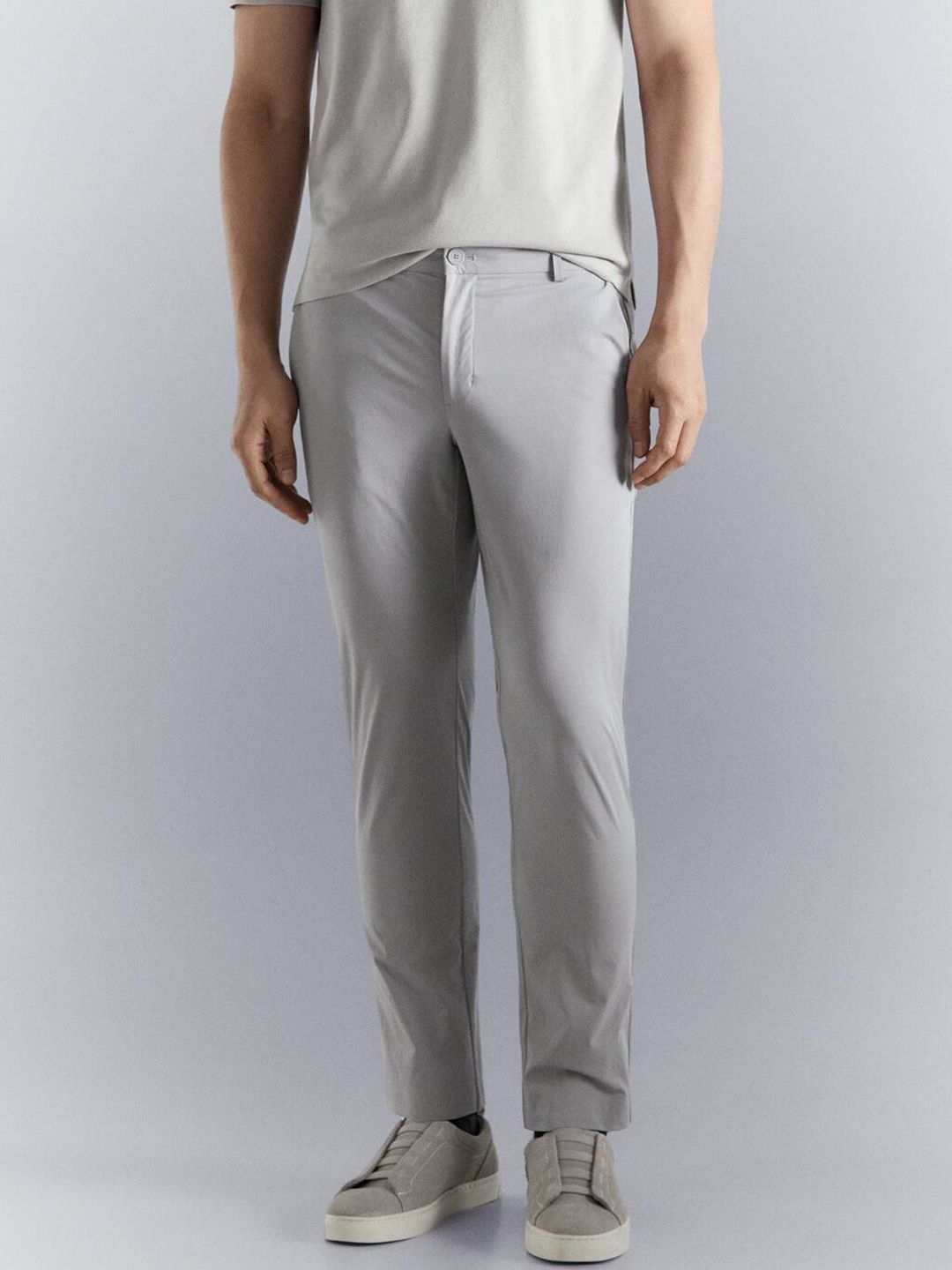 MANGO MAN Men Flat-Front Casual Trousers-picture-41