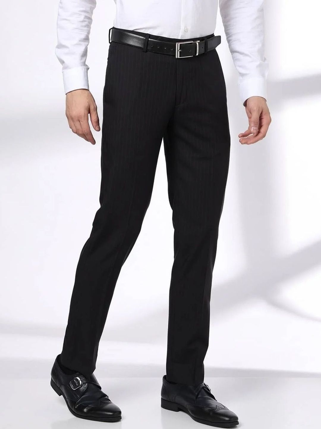 John Players Men Striped Slim Fit Trousers-picture-19