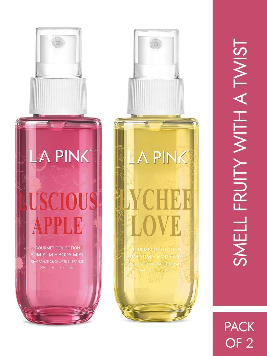 La Pink Set Of 2 Women Long Lasting Luscious Apple & Lychee Love Body Mist - 50 ml Each-picture-11