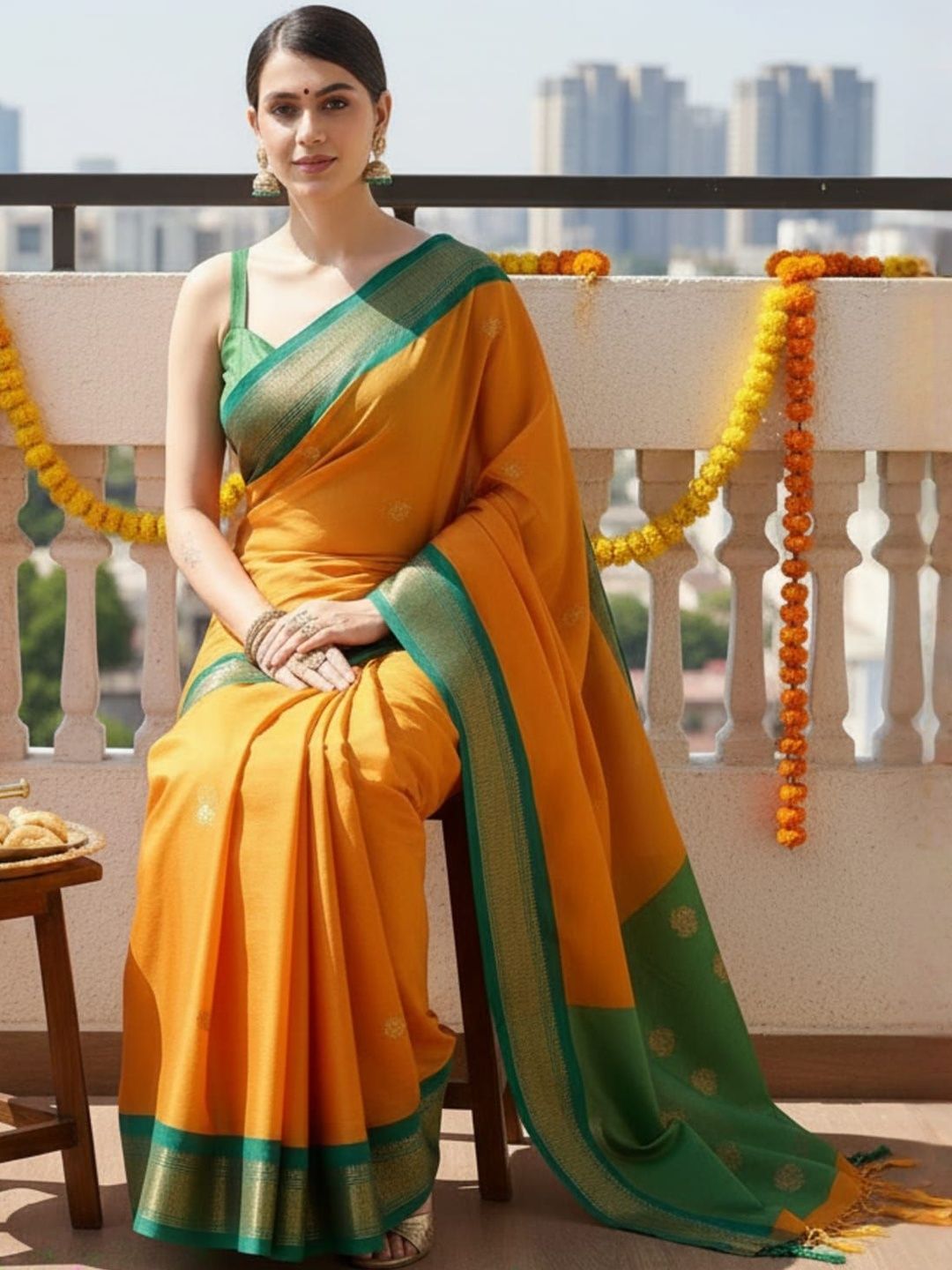 HERE&NOW Woven Design Zari Art Silk Kanjeevaram Saree-picture-28