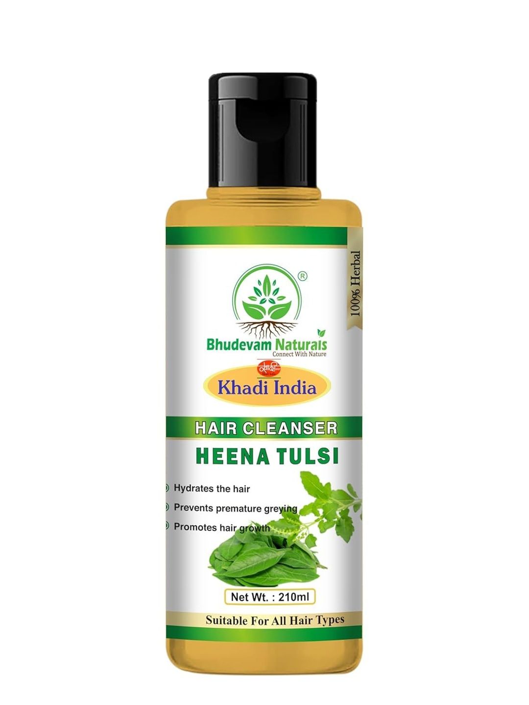 Bhudevam Naturals Henna Tulsi Cleanser For Deep Nourishment - 210 ml-image-1