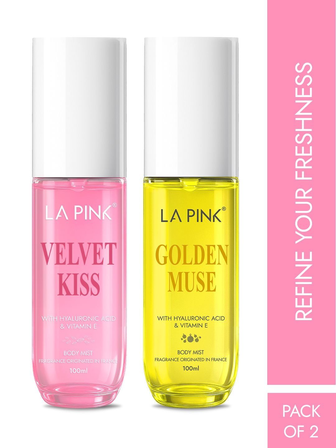 La Pink Set Of 2 Golden Muse & Valvet Kiss Long Lasting Perfume Body Mist - 100 ml Each-image-34