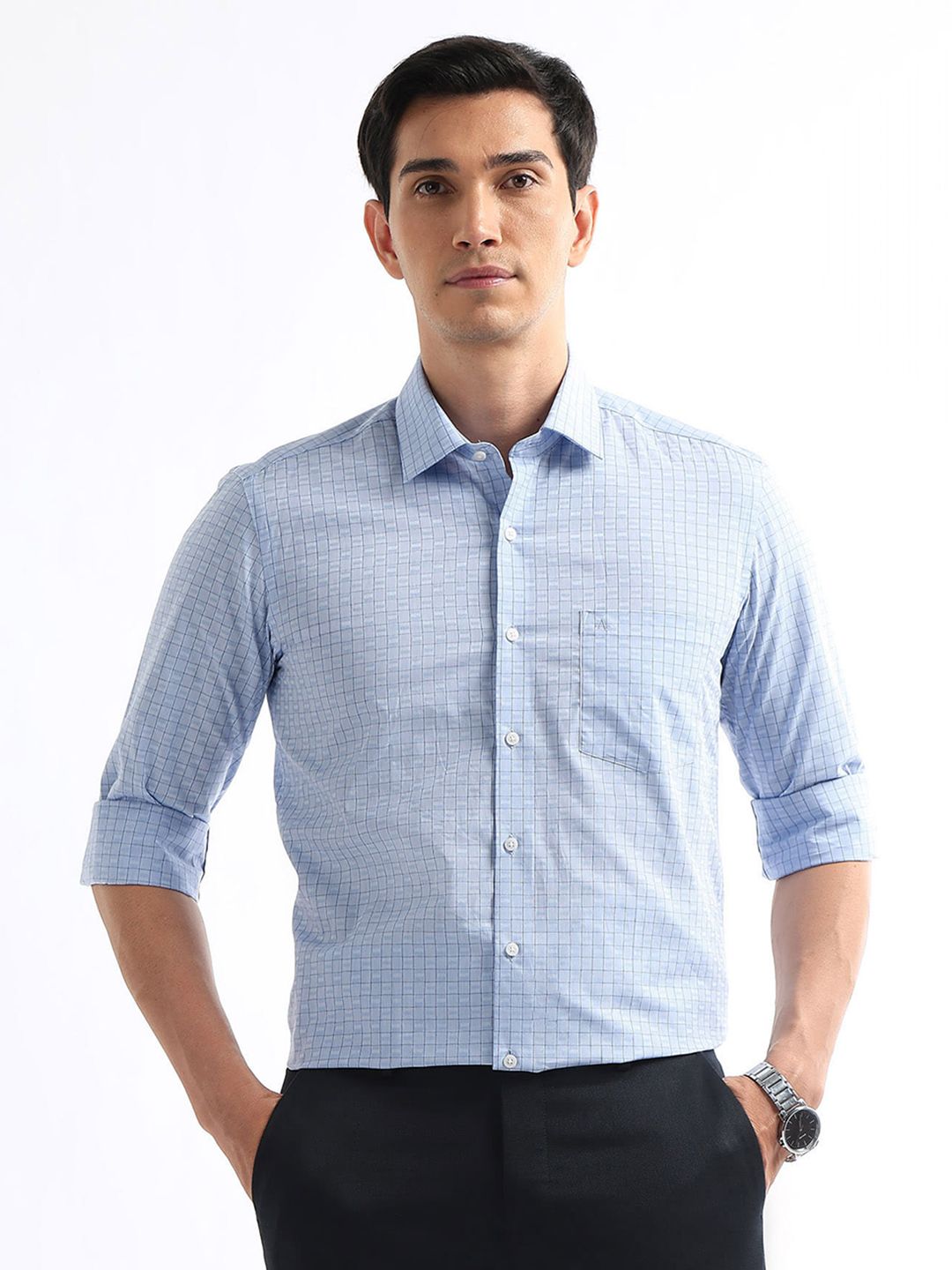 Arrow Slim Fit Checked Pure Cotton Formal Shirt-picture-35