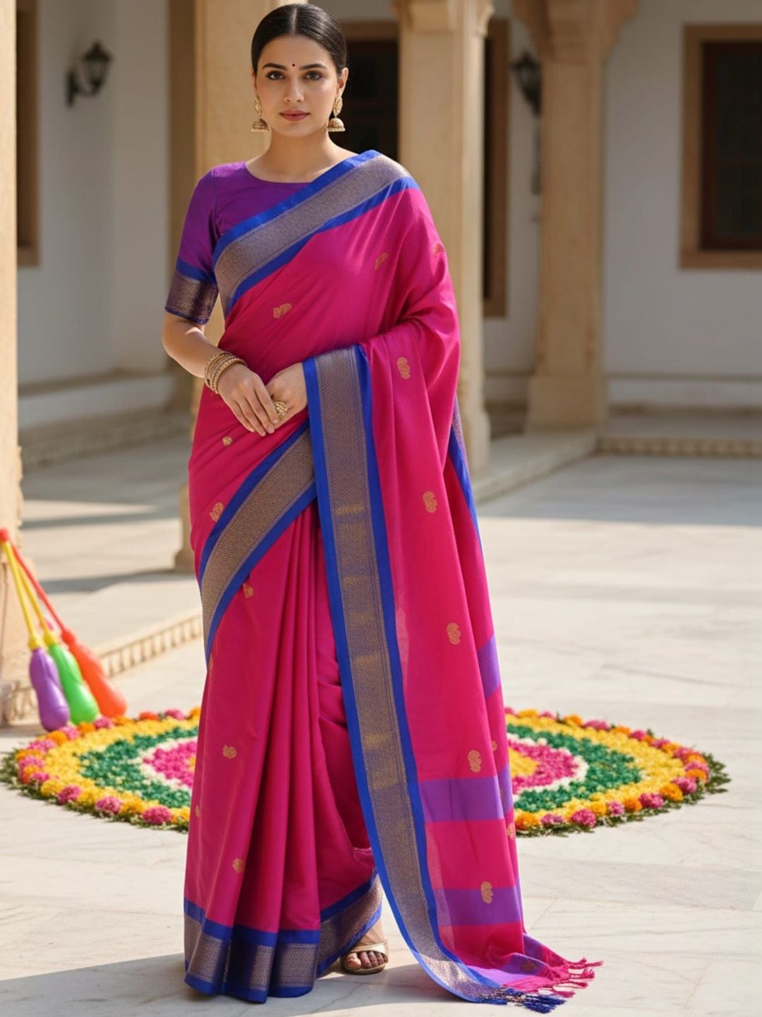 HERE&NOW Woven Design Zari Art Silk Kanjeevaram Saree-picture-40