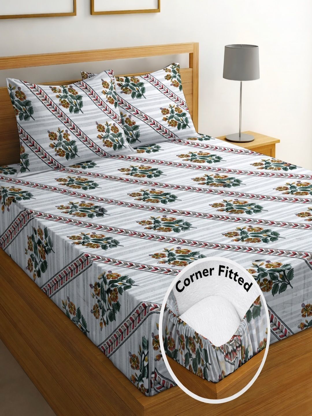 IWS Cream-Coloured Bedsheet with 2 Pillow Covers-picture-32