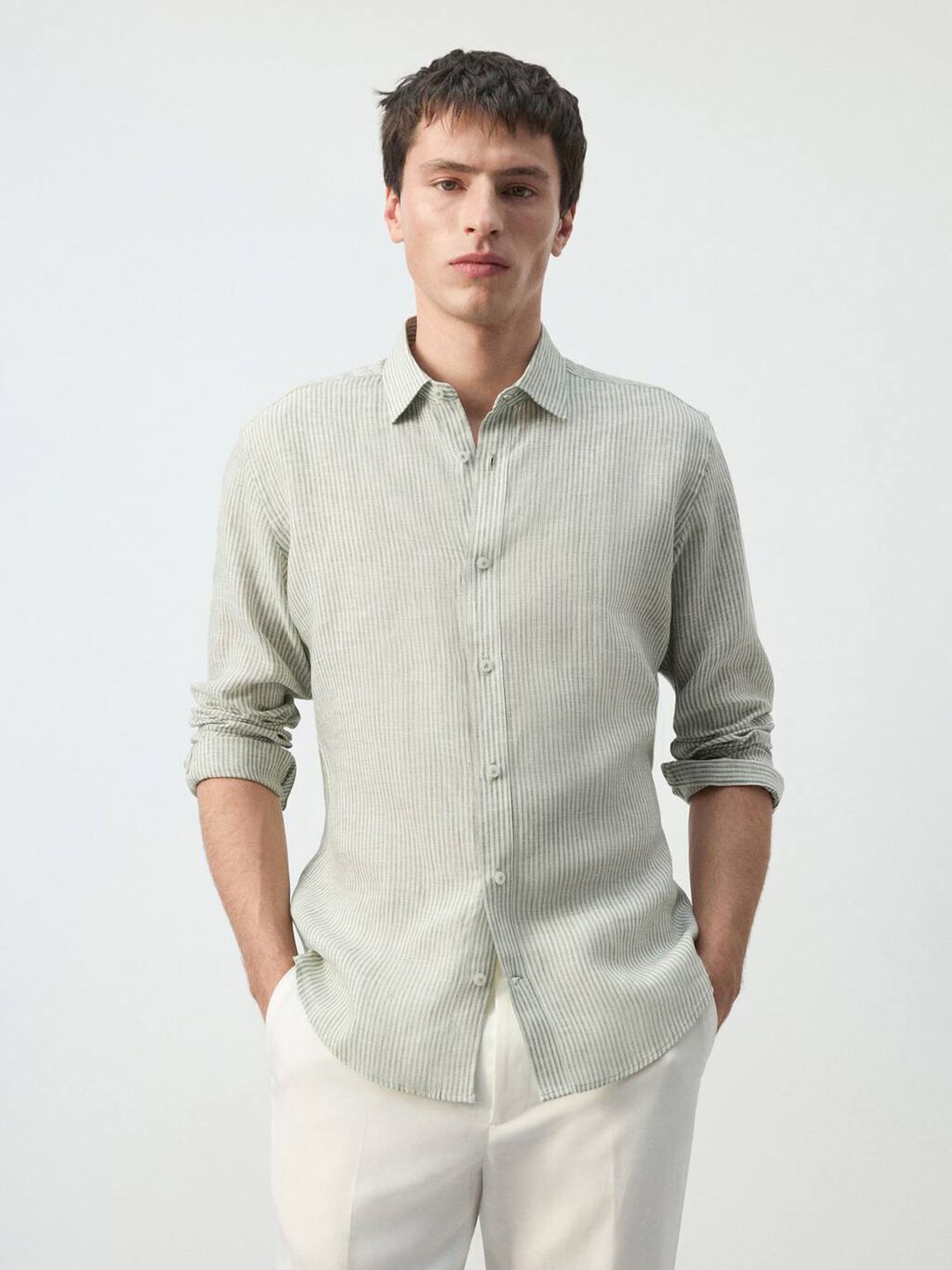 MANGO MAN Striped Linen Casual Shirt-picture-30