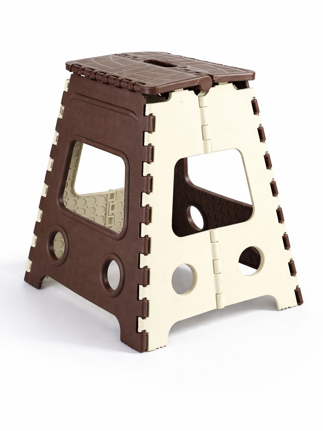 LACOPINE Brown & Beige Colour-Blocked Foldable Step Stool-image-42