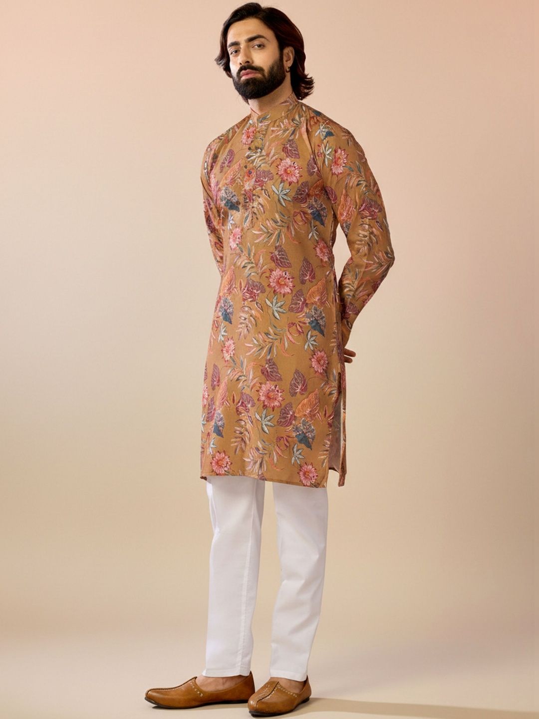 RANGRAAG Men Floral Printed Regular Kurta with Trousers-picture-23