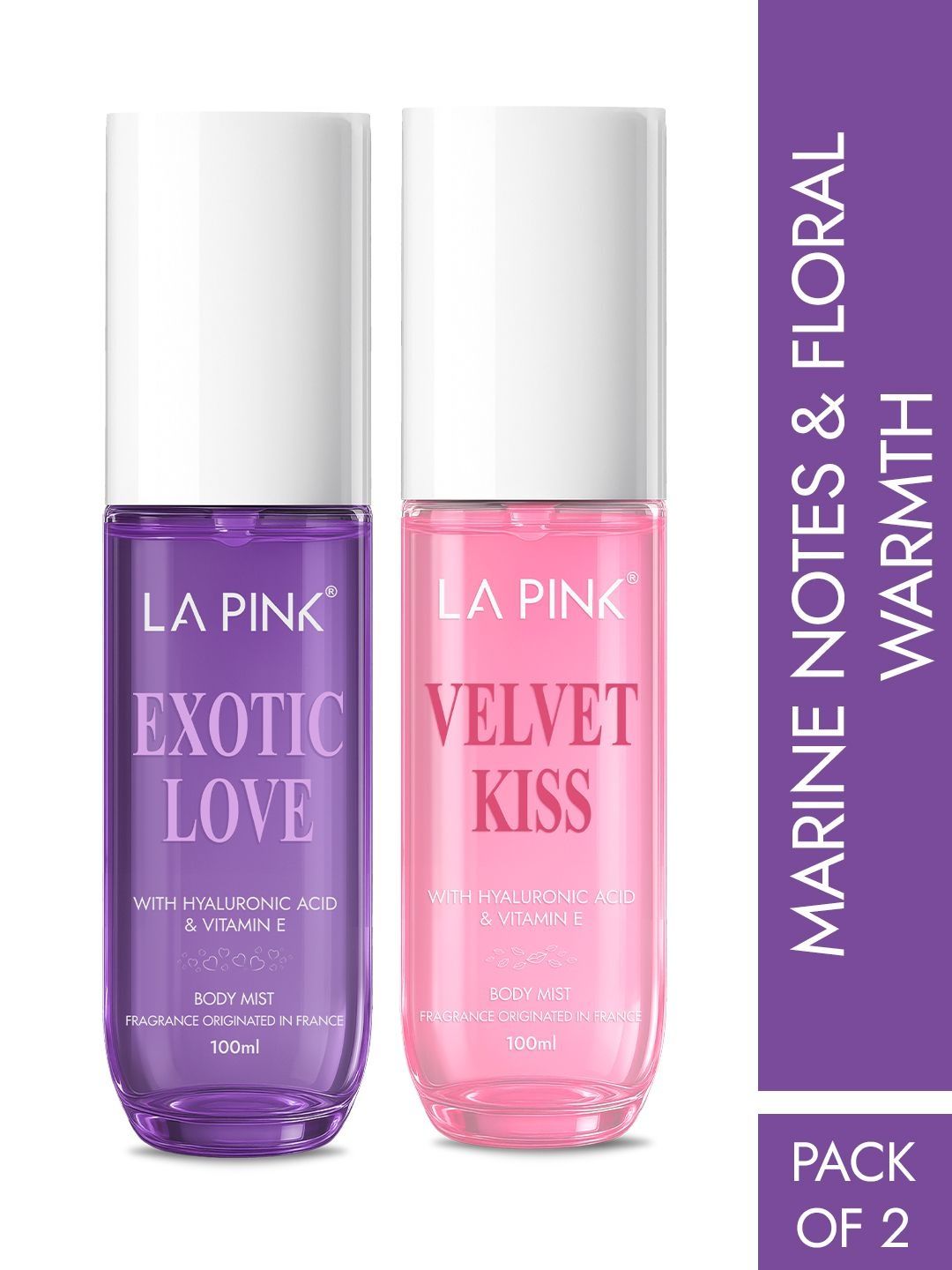 La Pink Set Of 2 Long Lasting Valvet Kiss & Exotic Love Body Mist - 100 ml Each-picture-31